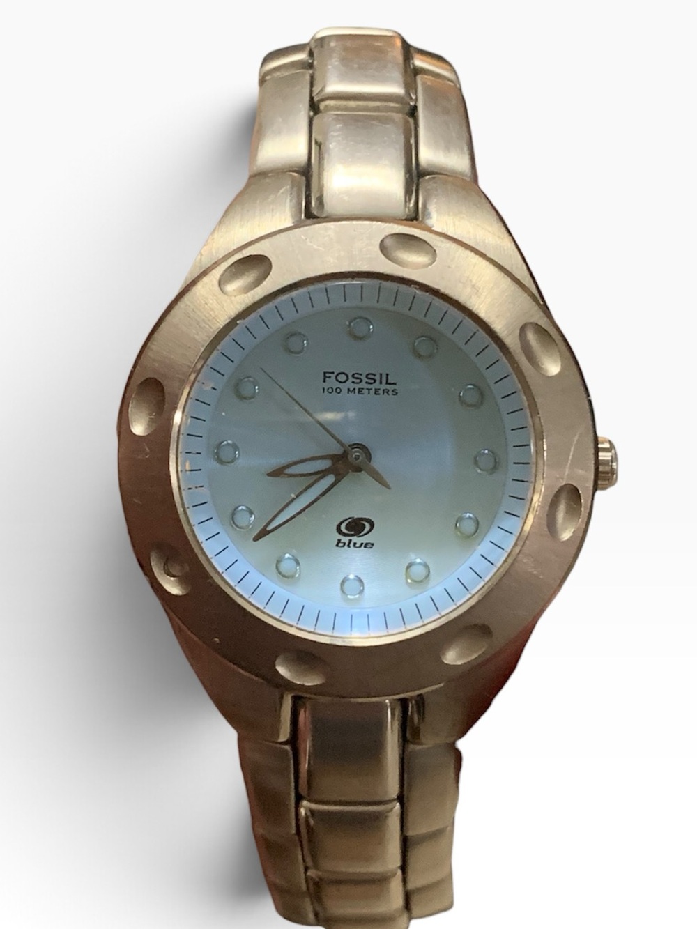 Fossil Blue AM3347 Women’s Watch Stainless Steel Wristwatch New Battery